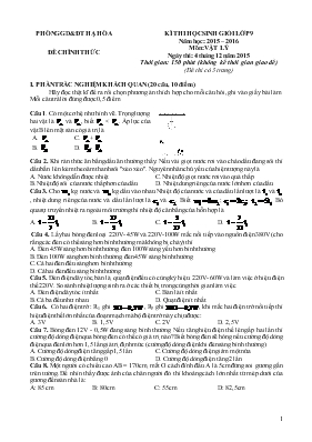 Ki thi hoc sinh gioi lơp 9 năm hoc 2015  2016 môn Vật lý